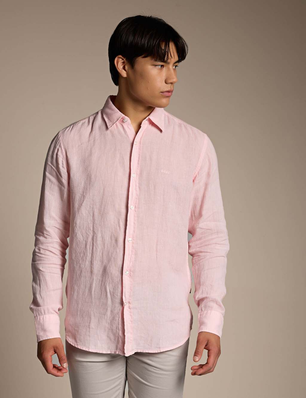 Boss Men's Relegant Regular Fit Linen Shirt - M - Pink - Available at M&S