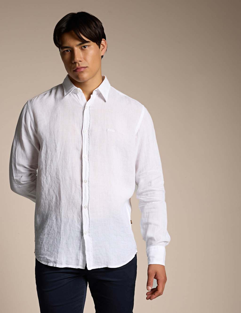Boss Men's Relegant Regular Fit Linen Shirt - S - White - Available at M&S