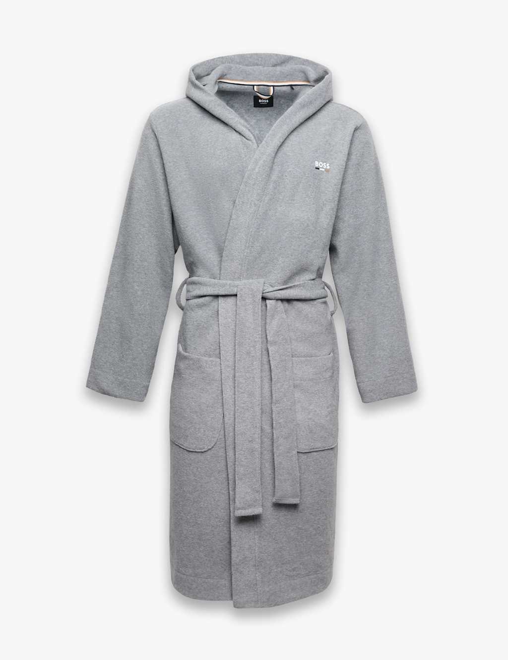 Boss Hooded Dressing Gown Grey