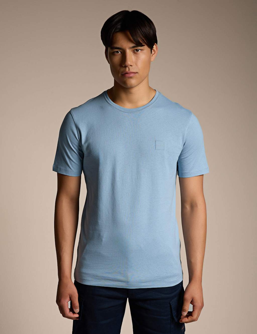 Boss Men's Tales Logo Patch T-Shirt - XL - Light Blue - Available at M&S