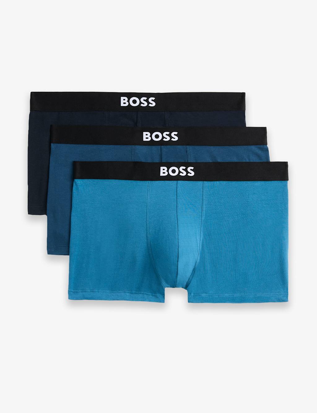 Boss 3pk Cotton Rich Boss One Logo Trunks Blue Mix