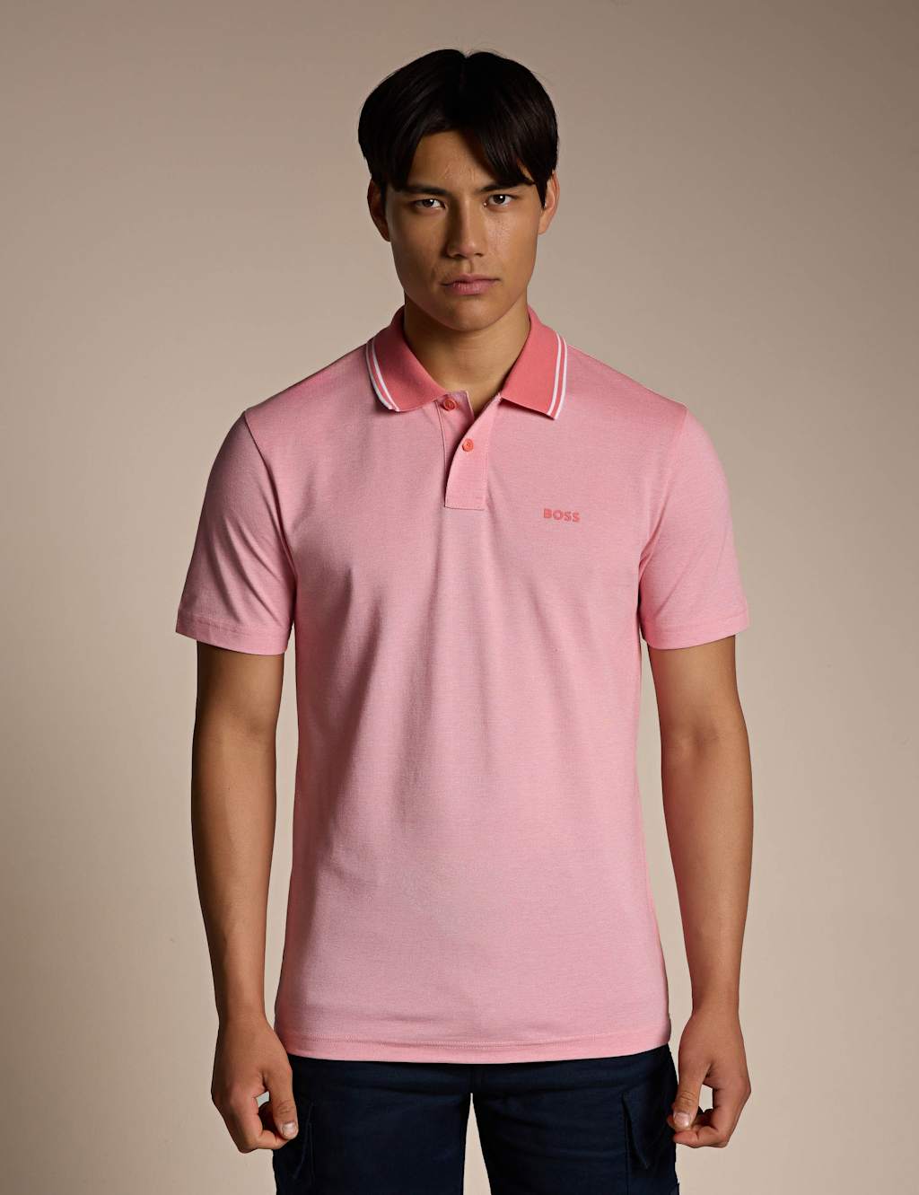 Boss Men's Peoxford New Logo Print Polo Shirt - 3XL - Pink - Available at M&S