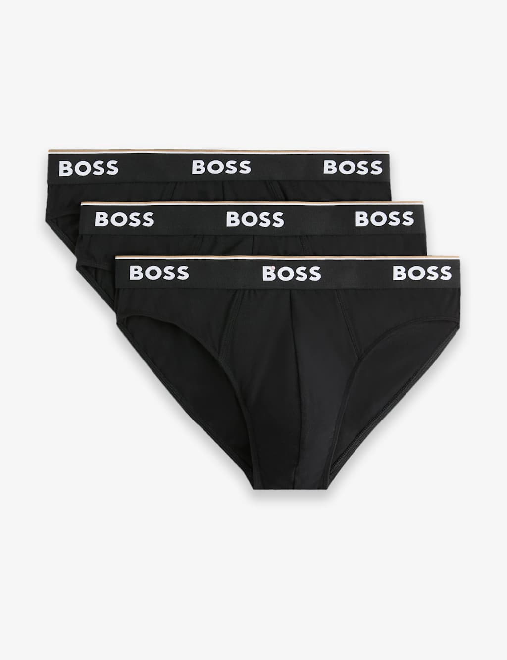 Boss 3pk Power Cotton Rich Logo Waistband Briefs Black