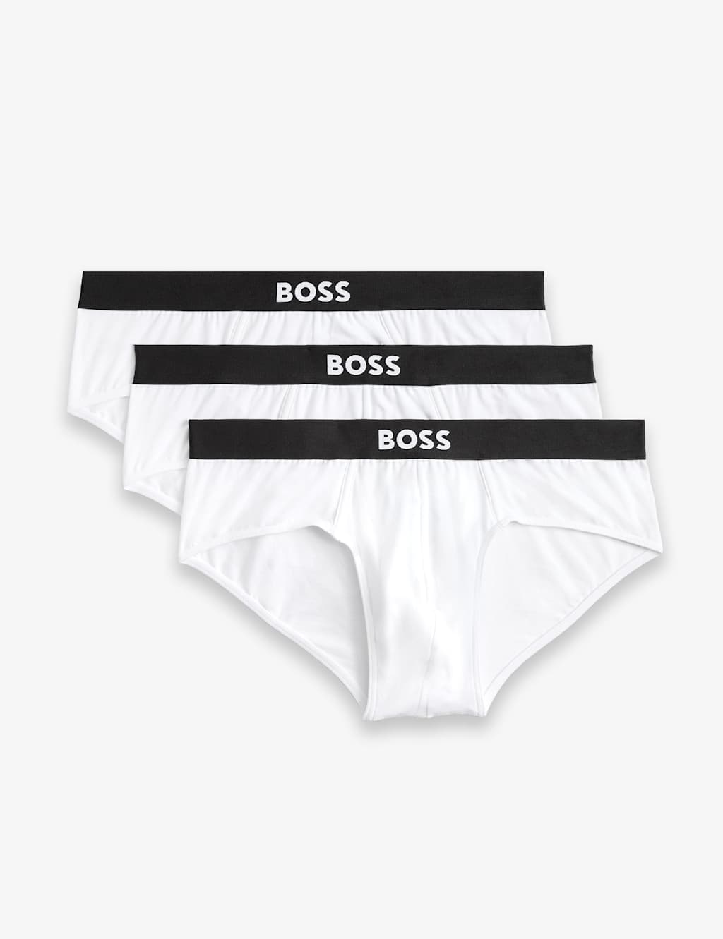 Boss 3pk Cotton Rich Logo Waistband Briefs White