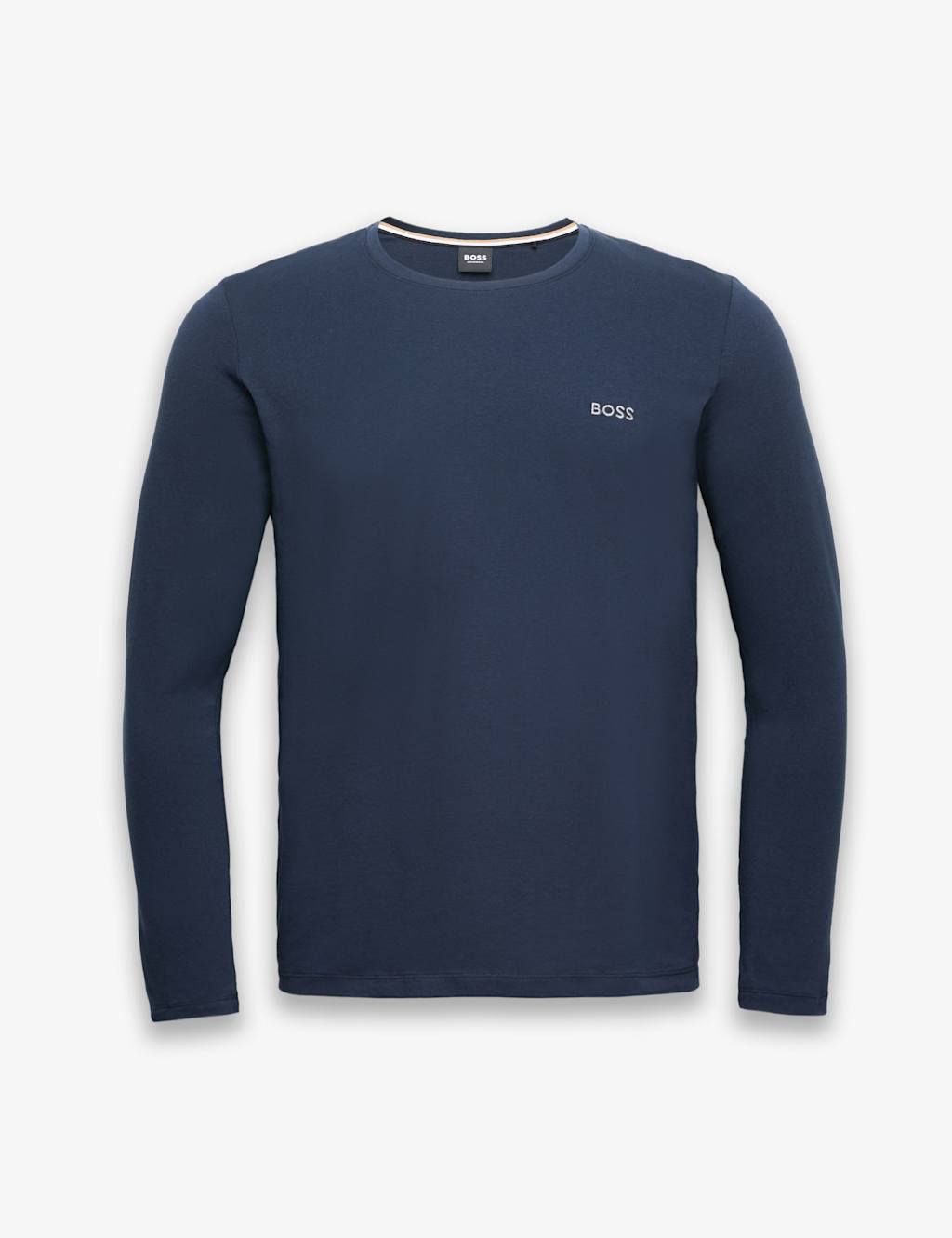Boss Cotton Rich Crew Neck Logo T-Shirt Navy