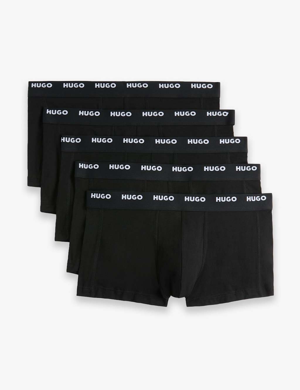 Hugo 5pk Cotton Rich Logo Waistband Trunks Black