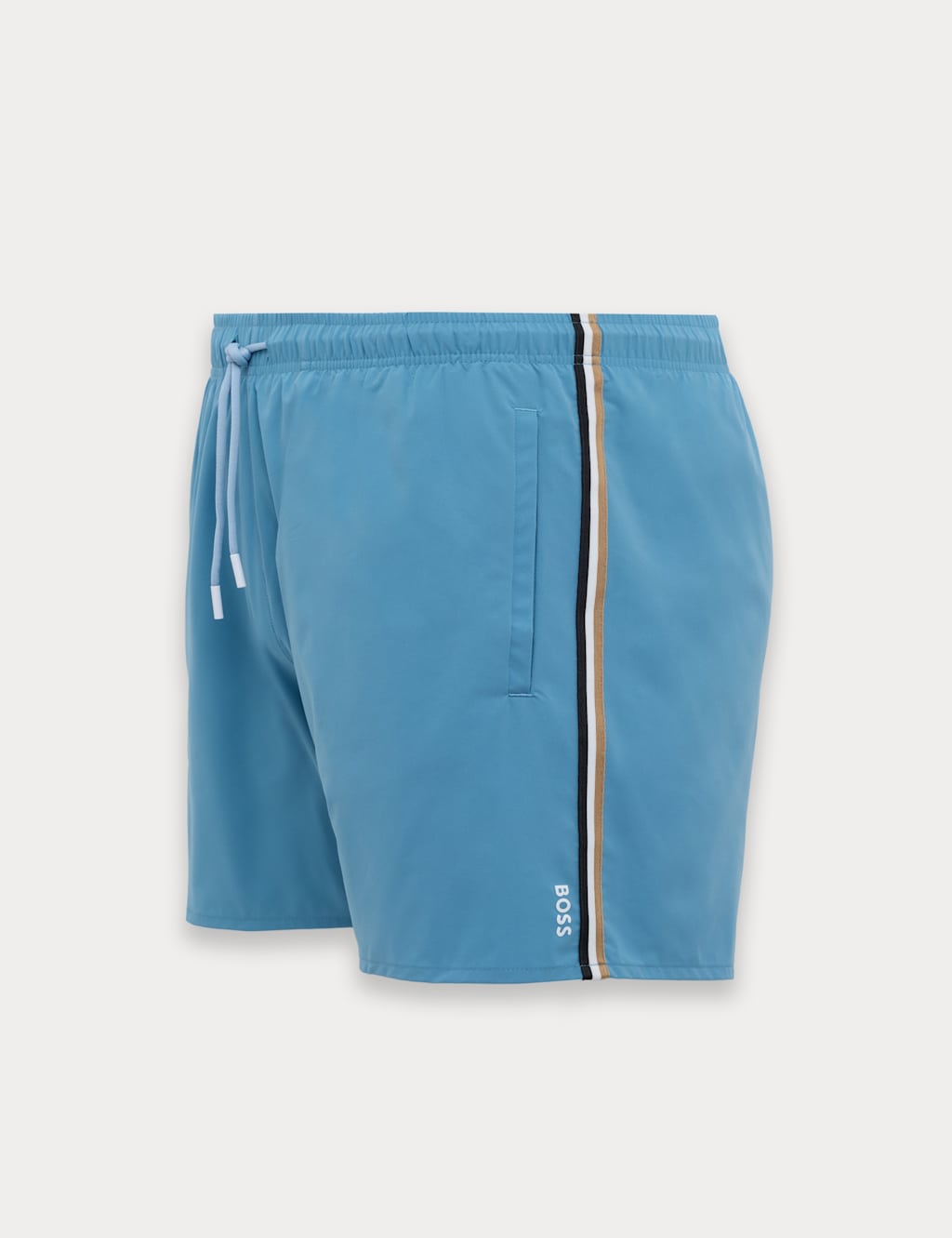 Boss Men's Pocketed Signature Stripe Swim Shorts - XL - Light Blue - Available at M&S
