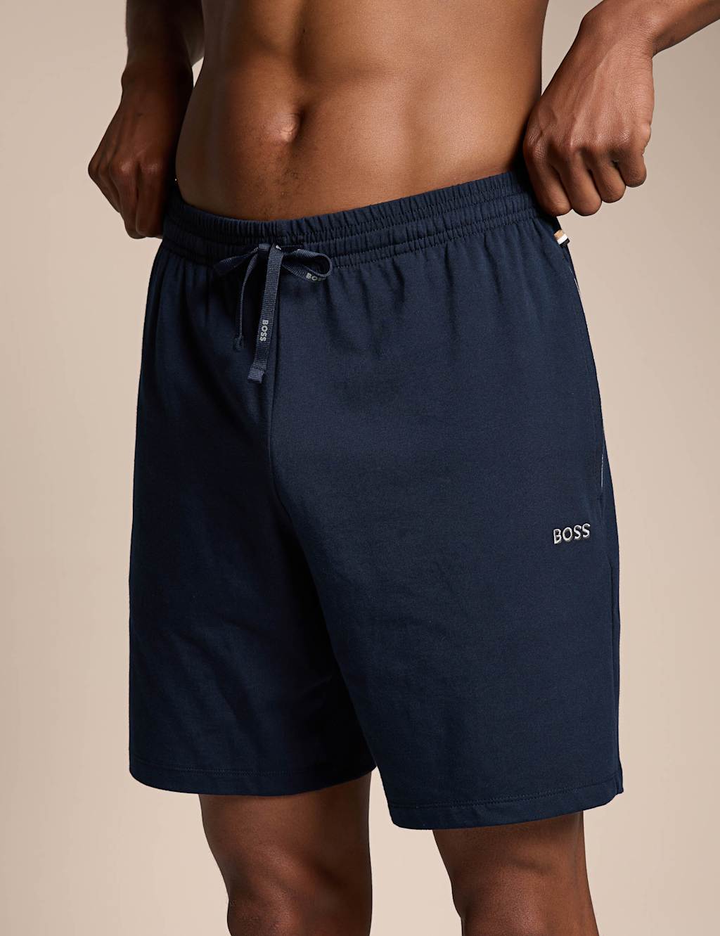 Boss Men's Cotton Rich Jersey Drawstring Shorts - 2XL - Navy - Available at M&S