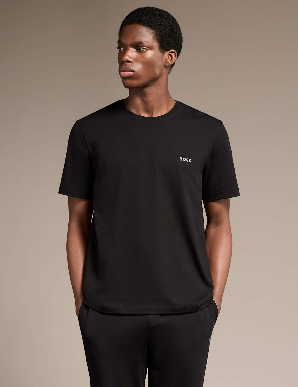 Boss Cotton Rich Crew Neck T-Shirt Black