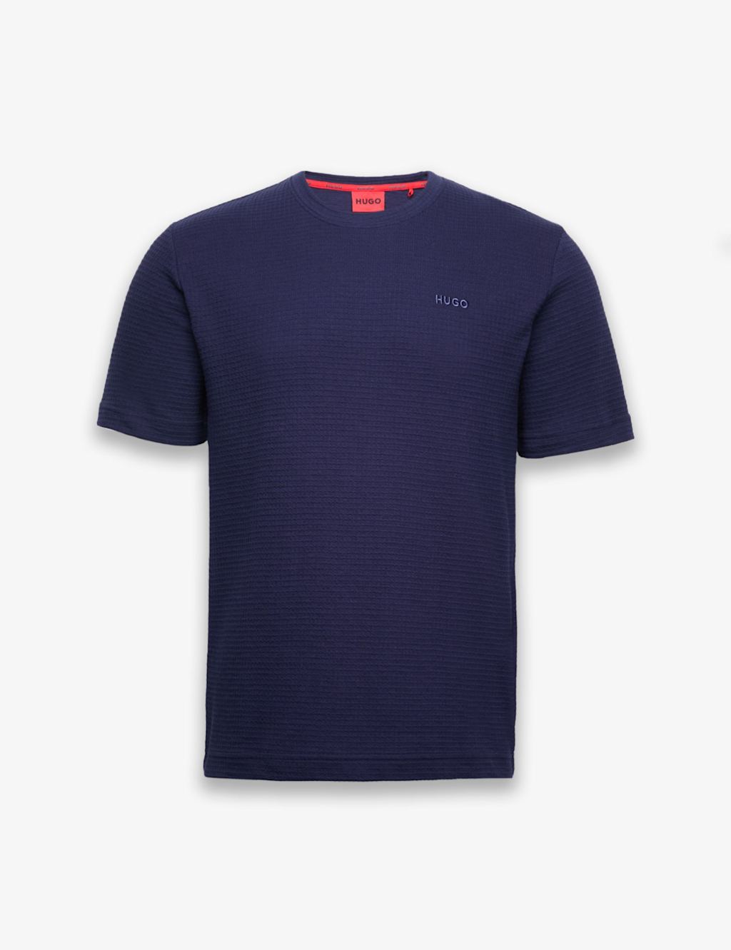 Hugo Cotton Rich Waffle T-Shirt Navy
