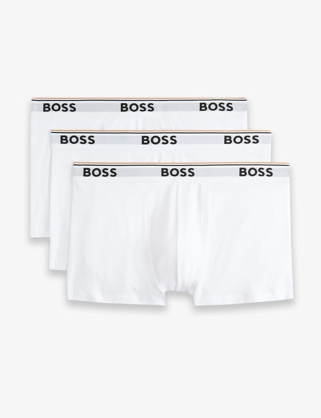 Boss 3pk Power Cotton Rich Logo Waistband Trunks White
