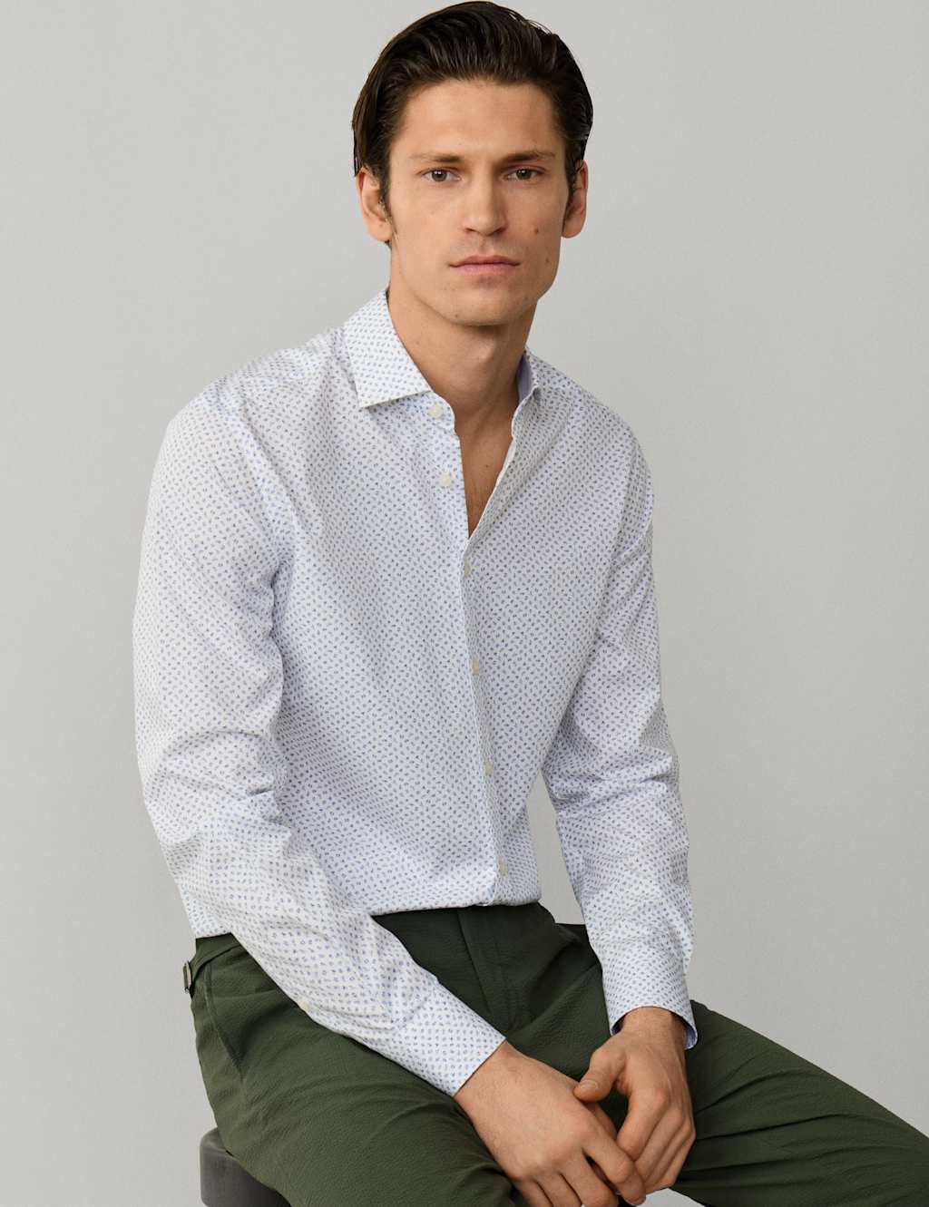 Hackett Men's Tailored Fit Pure Cotton Floral Shirt - XL - Blue Mix - Available at M&S