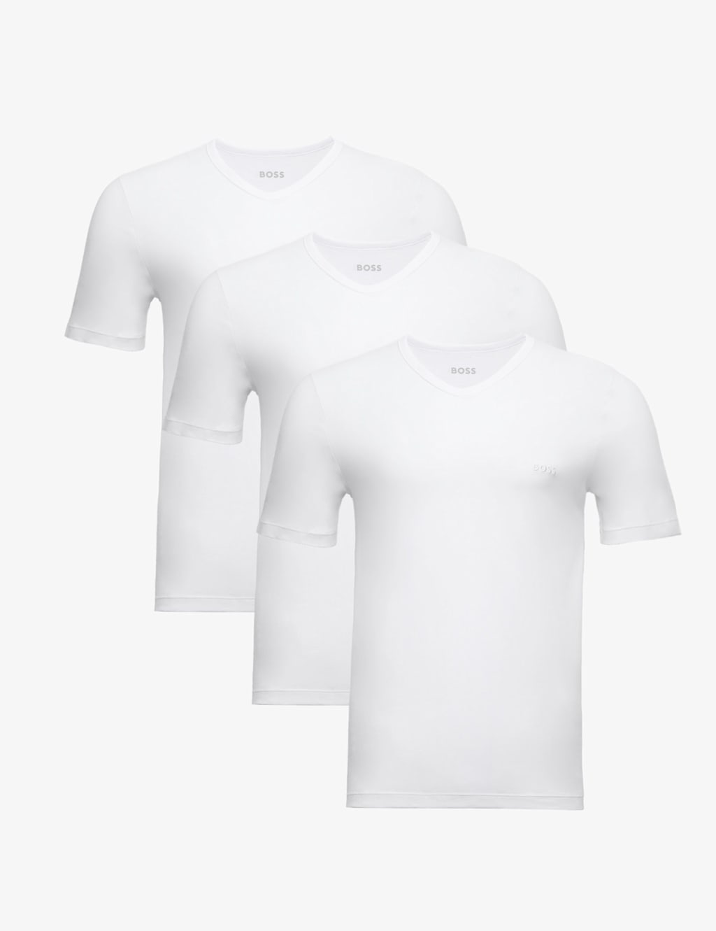 Boss 3pk Pure Cotton Crew Neck T-Shirts White