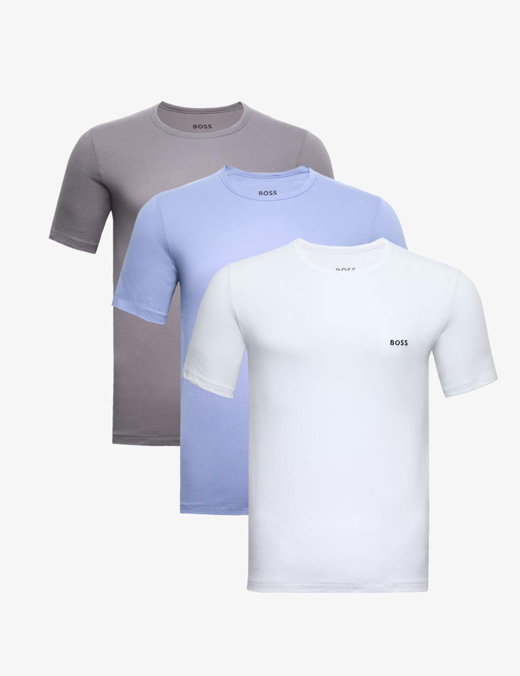 Boss Men's 3 Pack Pure Cotton Crew Neck T-Shirts - S - Blue Mix - Available at M&S