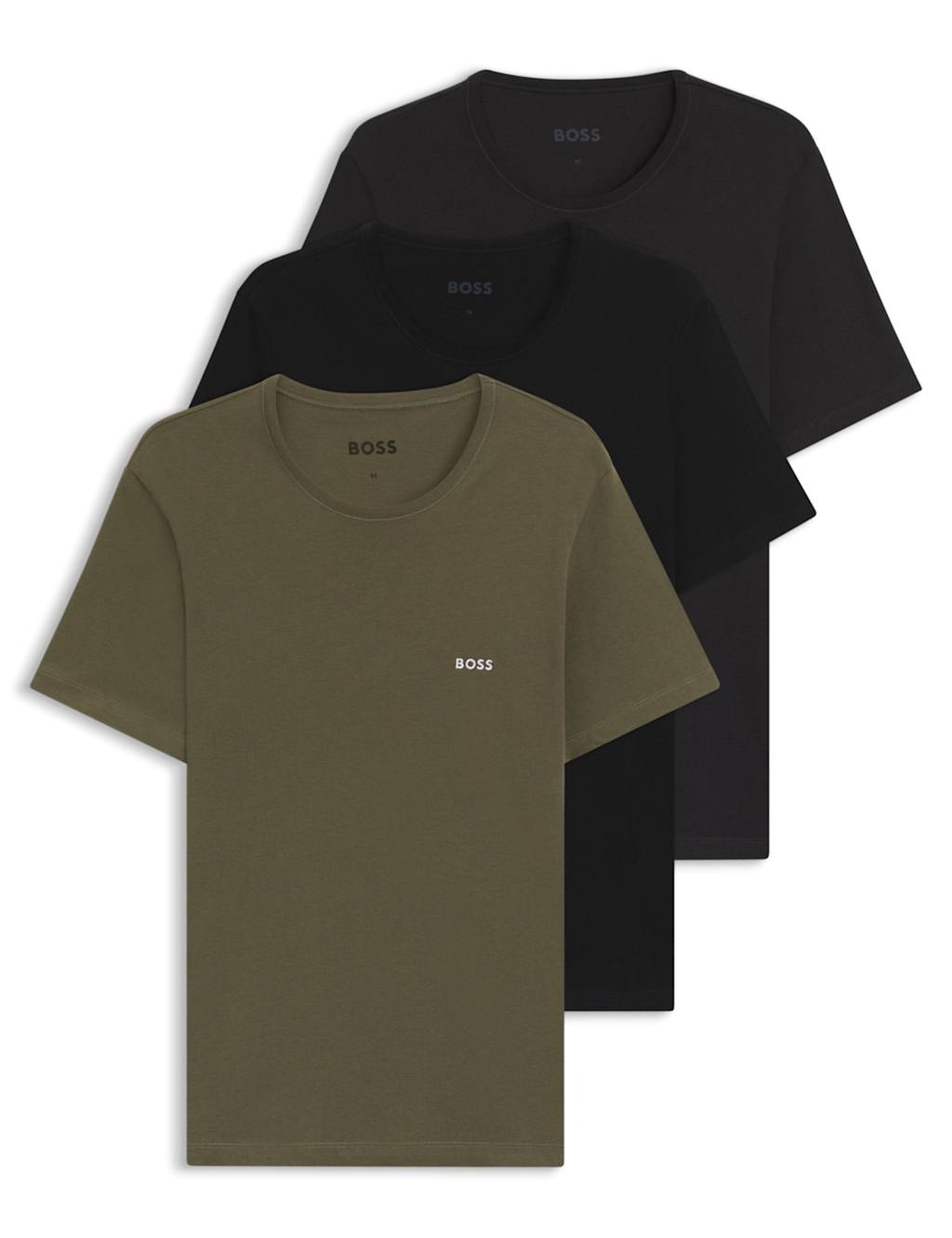 Boss Men's 3 Pack Pure Cotton Crew Neck T-Shirts - L - Black Mix - Available at M&S