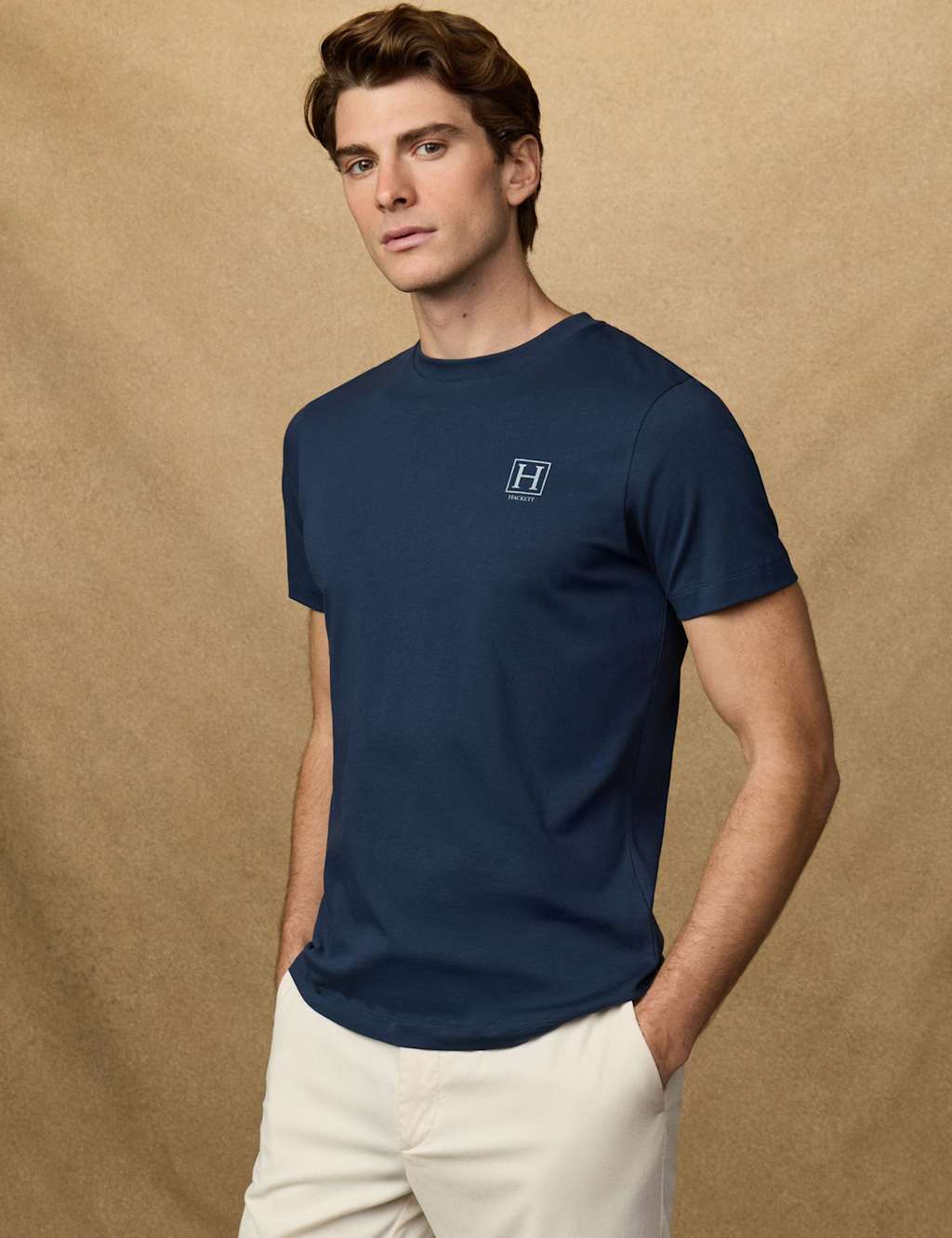 Hackett Men's Pure Cotton Logo T-Shirt - L - Navy - Available at M&S