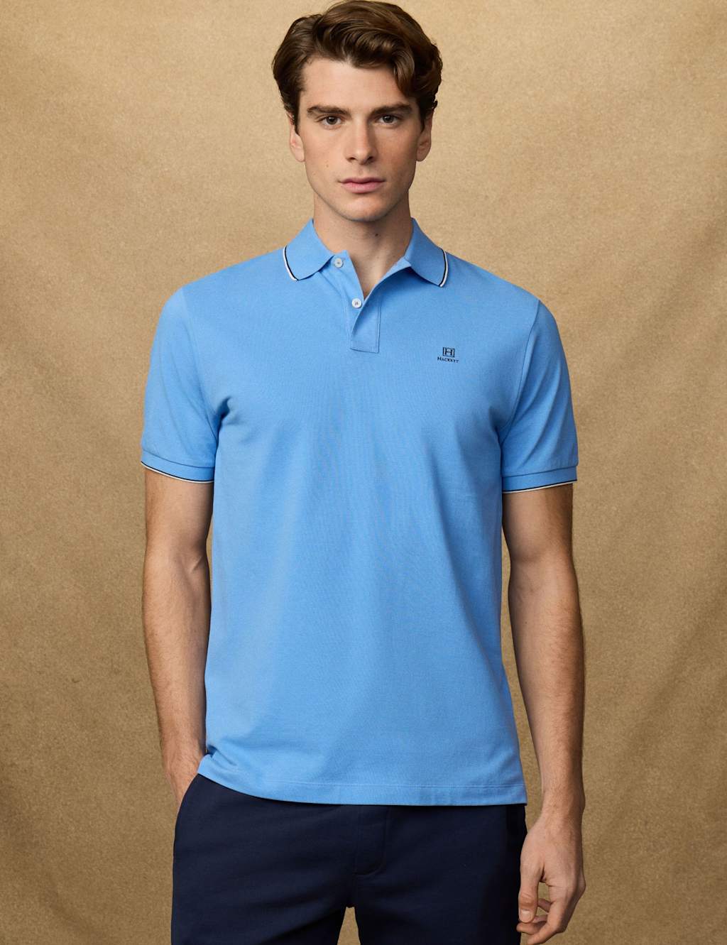 Hackett Men's Heritage Pure Cotton Tipped Polo Shirt - M - Blue - Available at M&S
