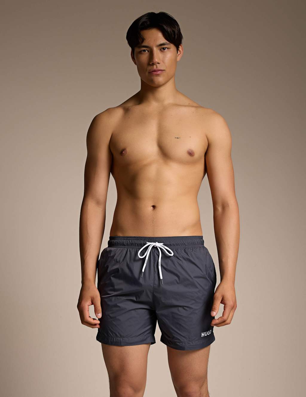Hugo Men's HAITI Logo Print Swim Shorts - S - Dark Grey - Available at M&S