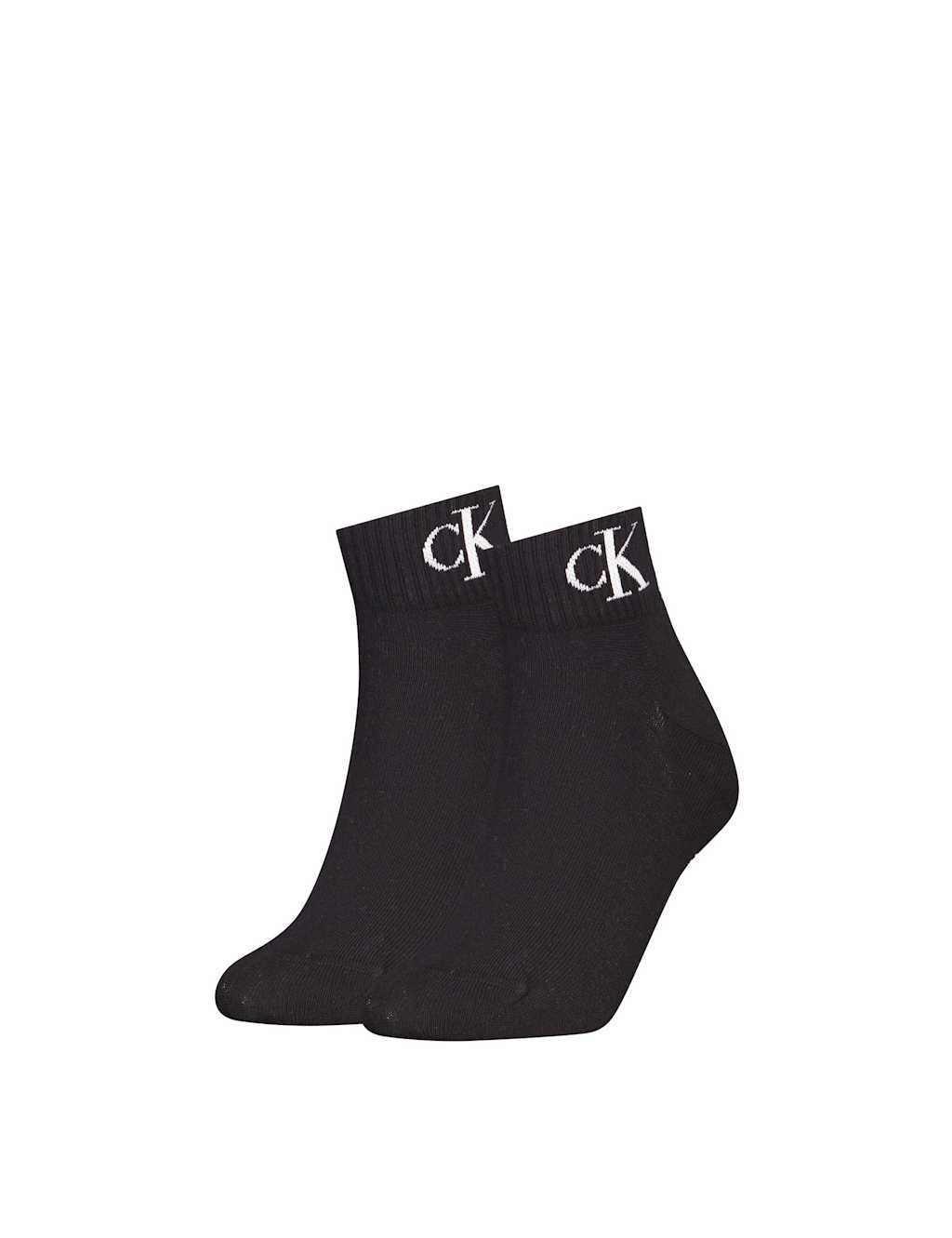 Calvin Klein Women's 2 Pack Cotton Rich Monogram Trainer Socks - 6-8 - Black - Available at M&S