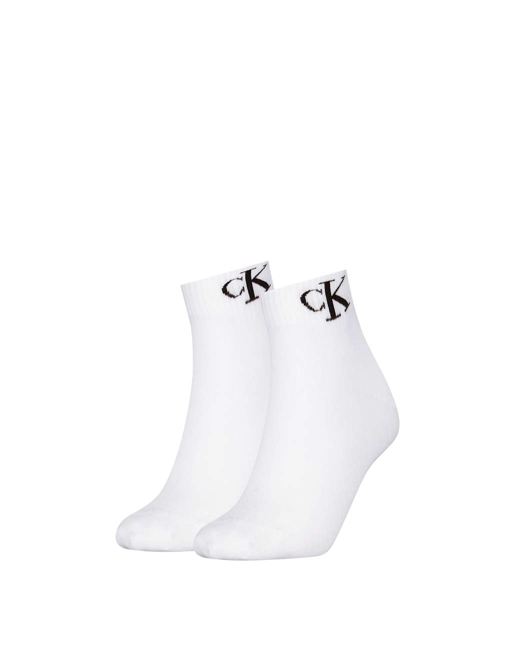 Calvin Klein Women's 2 Pack Cotton Rich Monogram Trainer Socks - 2-5 - White - Available at M&S