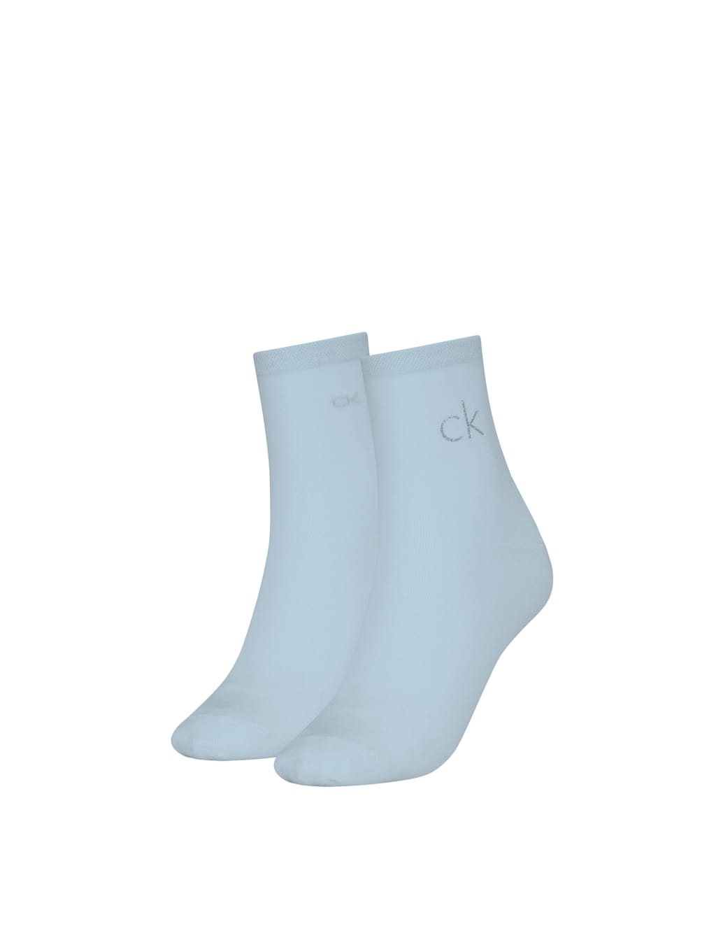 Calvin Klein Women's 2 Pack Modal Blend Shiny Logo Ankle High Socks - 2-5 - Light Blue - Available at M&S