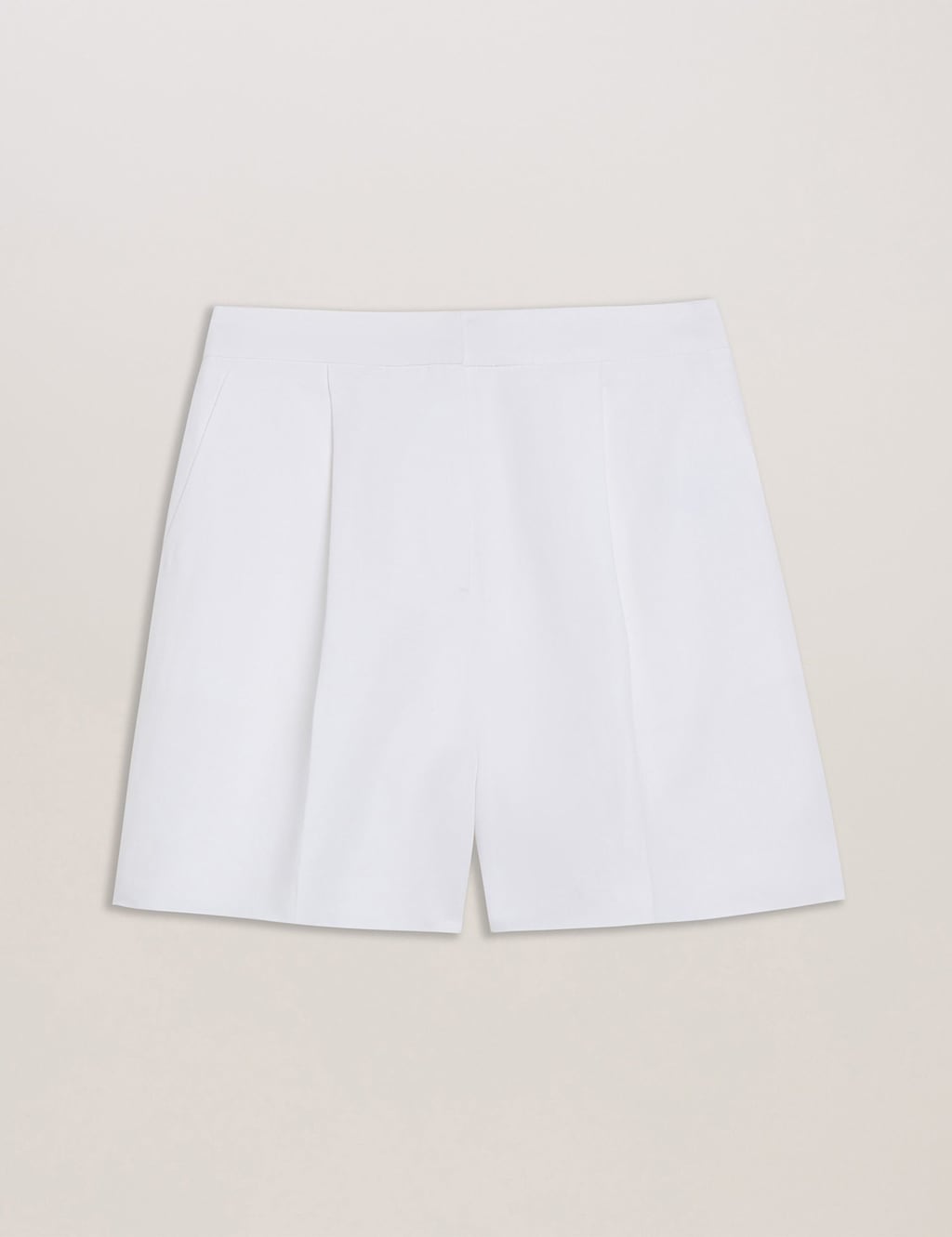 Ted Baker Women's Cotton Rich High Waisted Tailored Pleated Shorts - 12 - White - Available at M&S
