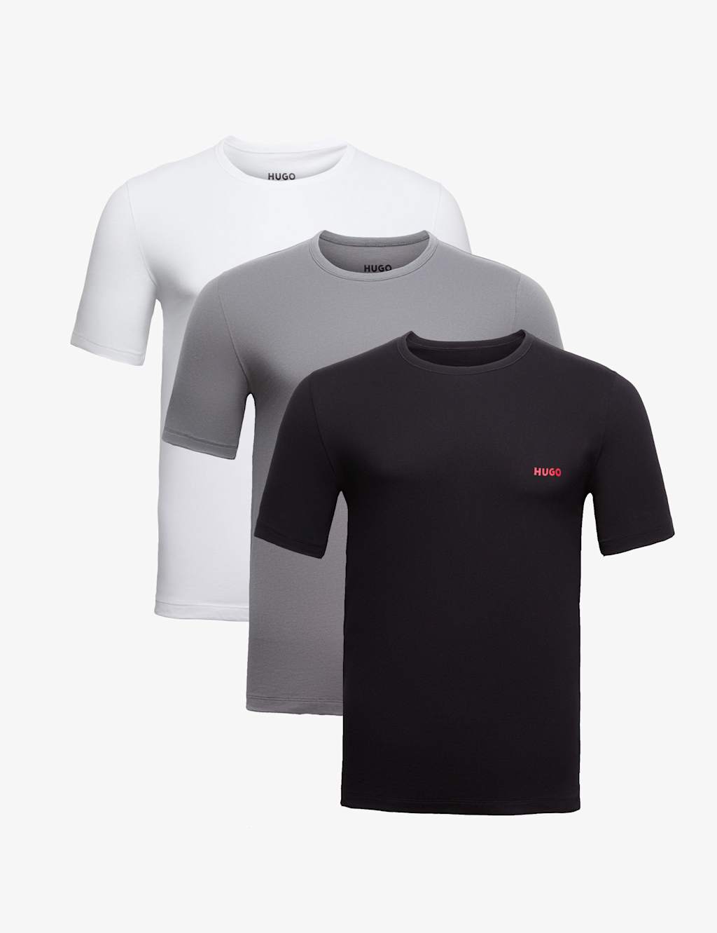 Hugo 3pk Pure Cotton Crew Neck Logo T-Shirts Multi
