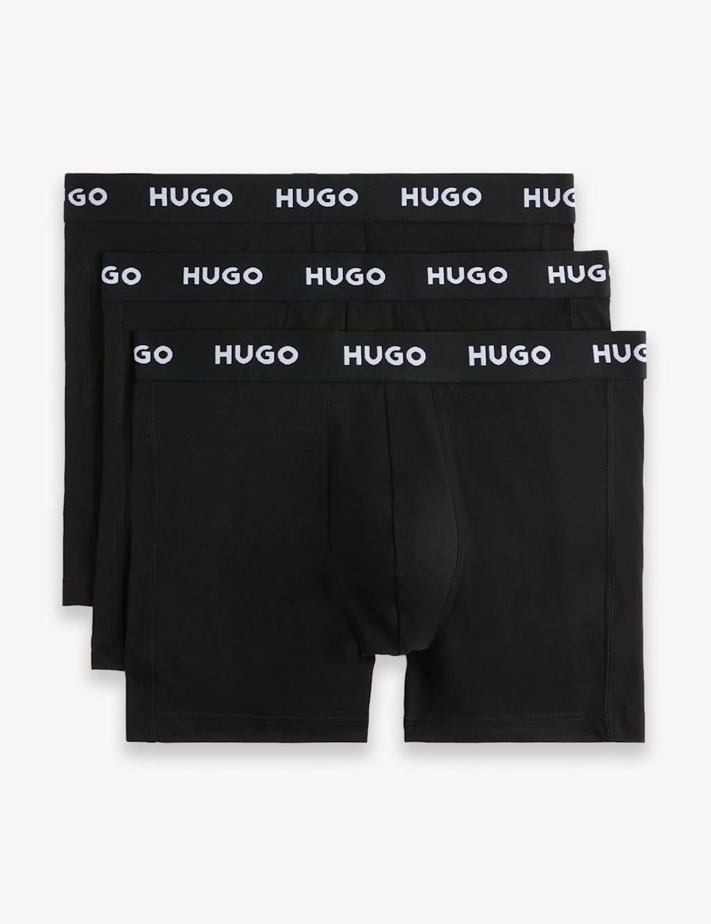 Hugo Men's 3 Pack Cotton Rich Logo Waistband Boxer Briefs - S - Black - Available at M&S