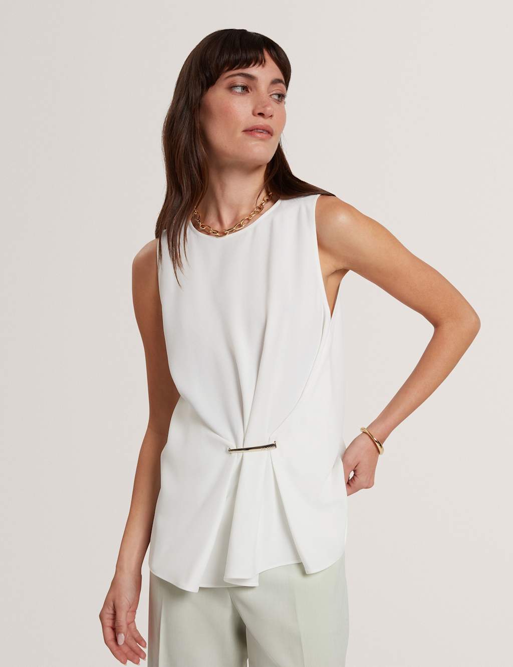 Ted Baker Women's Draped Bar Detail Top - 12 - Ivory - Available at M&S