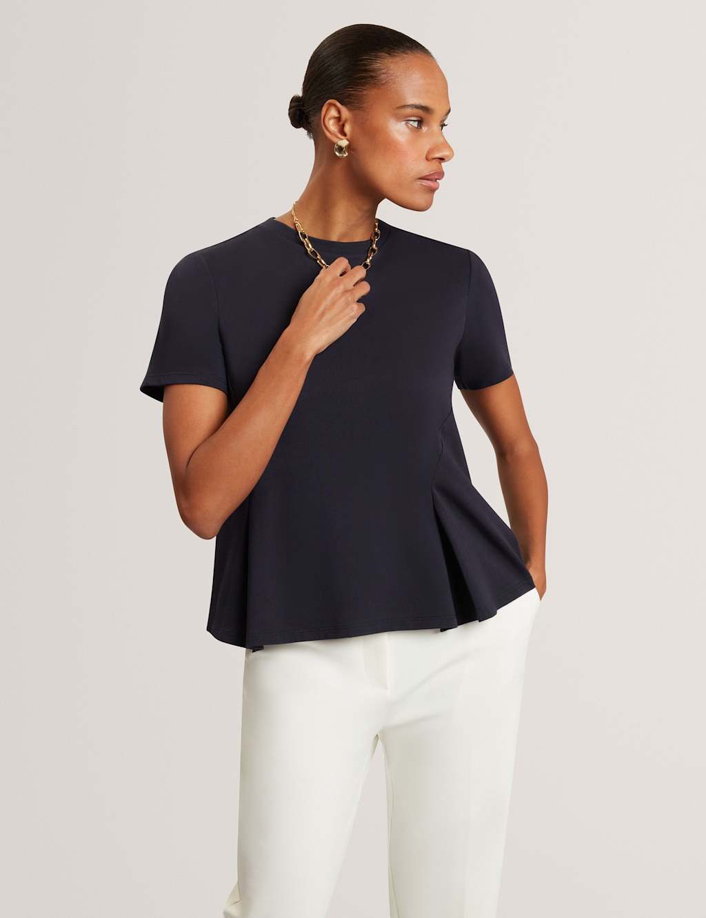 Ted Baker Women's Pure Cotton Panel Detail Top - 14 - Navy - Available at M&S