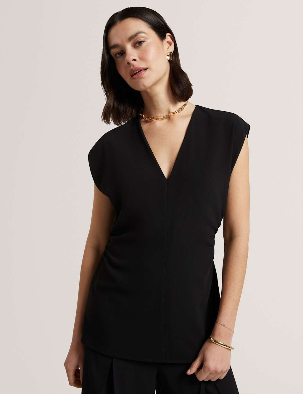 Ted Baker Women's Ruched V-Neck Top - 12 - Black - Available at M&S