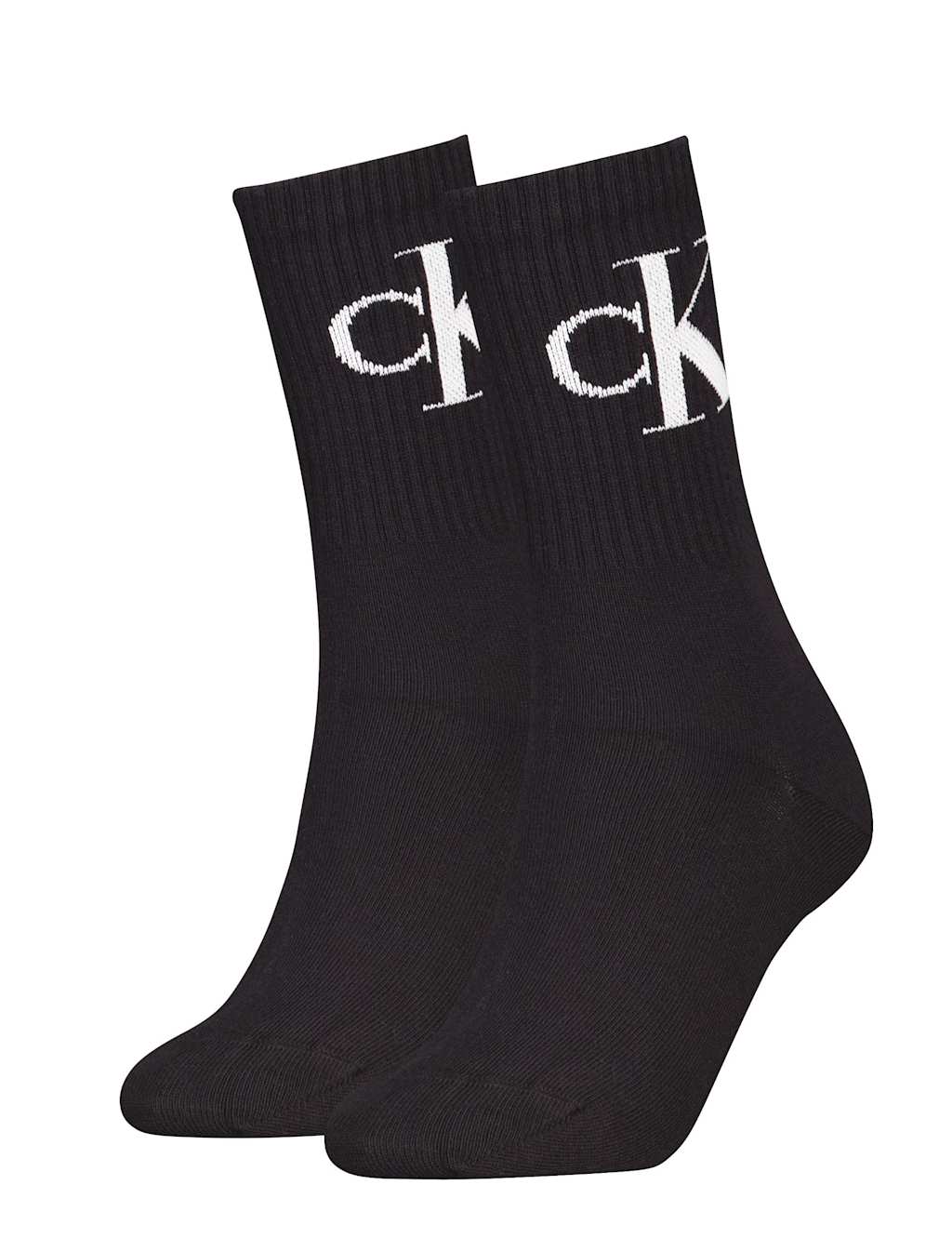 Calvin Klein 2 Pack Cotton Rich Sports Socks Black