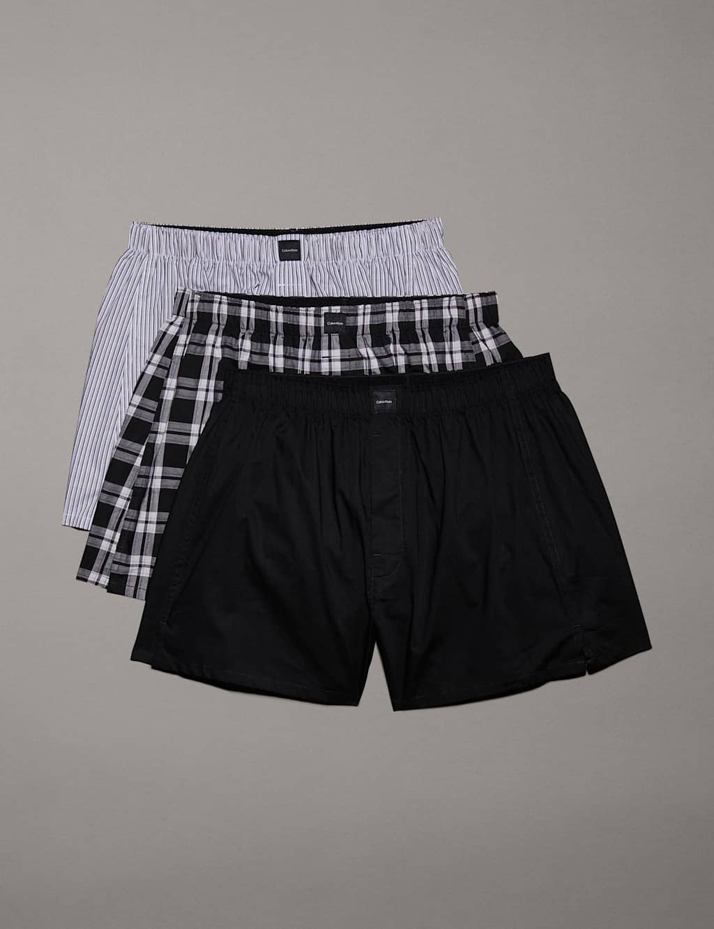 Calvin Klein 3pk Pure Cotton Pattern Boxers Black Mix