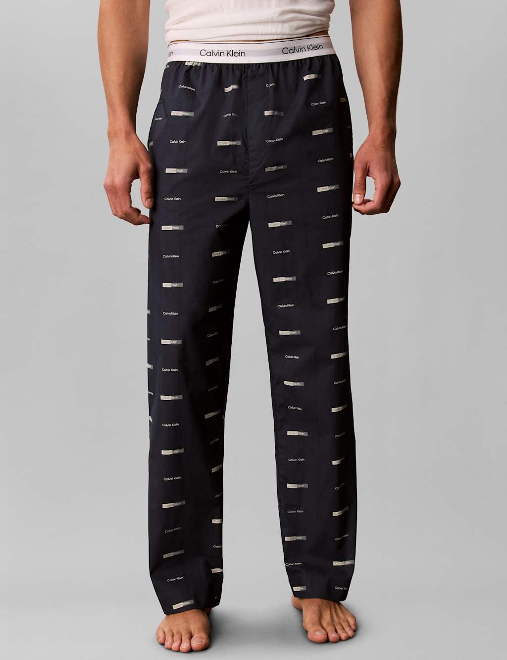 Calvin Klein Men's Pure Cotton Patterned Pyjama Bottoms - M - Navy - Available at M&S