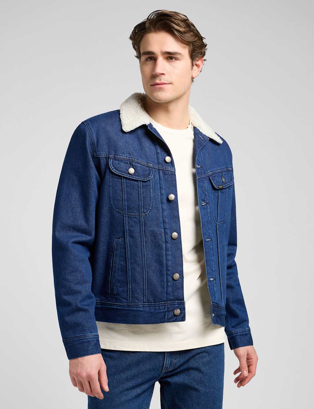 Lee Denim Borg Lined Jacket Blue Denim