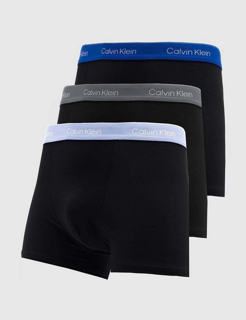 Calvin Klein Men's 3 Pack Icon Cotton Stretch Relaxed Dart Trunks - XL - Blue Mix - Available at M&S
