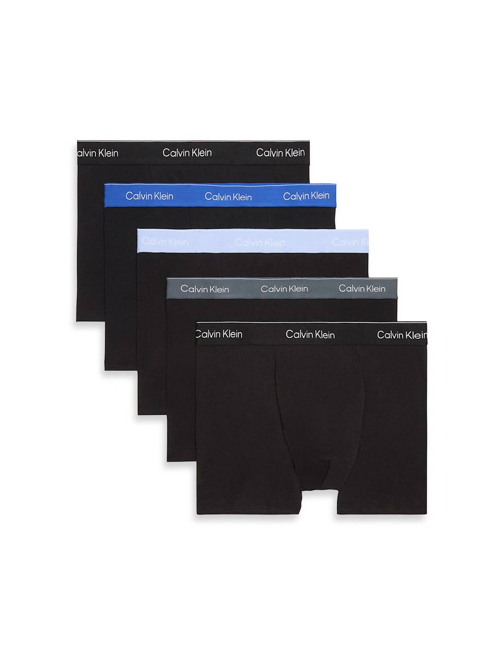 Calvin Klein Men's 5 Pack Cotton Rich Relaxed Dart Trunks - M - Blue Mix - Available at M&S