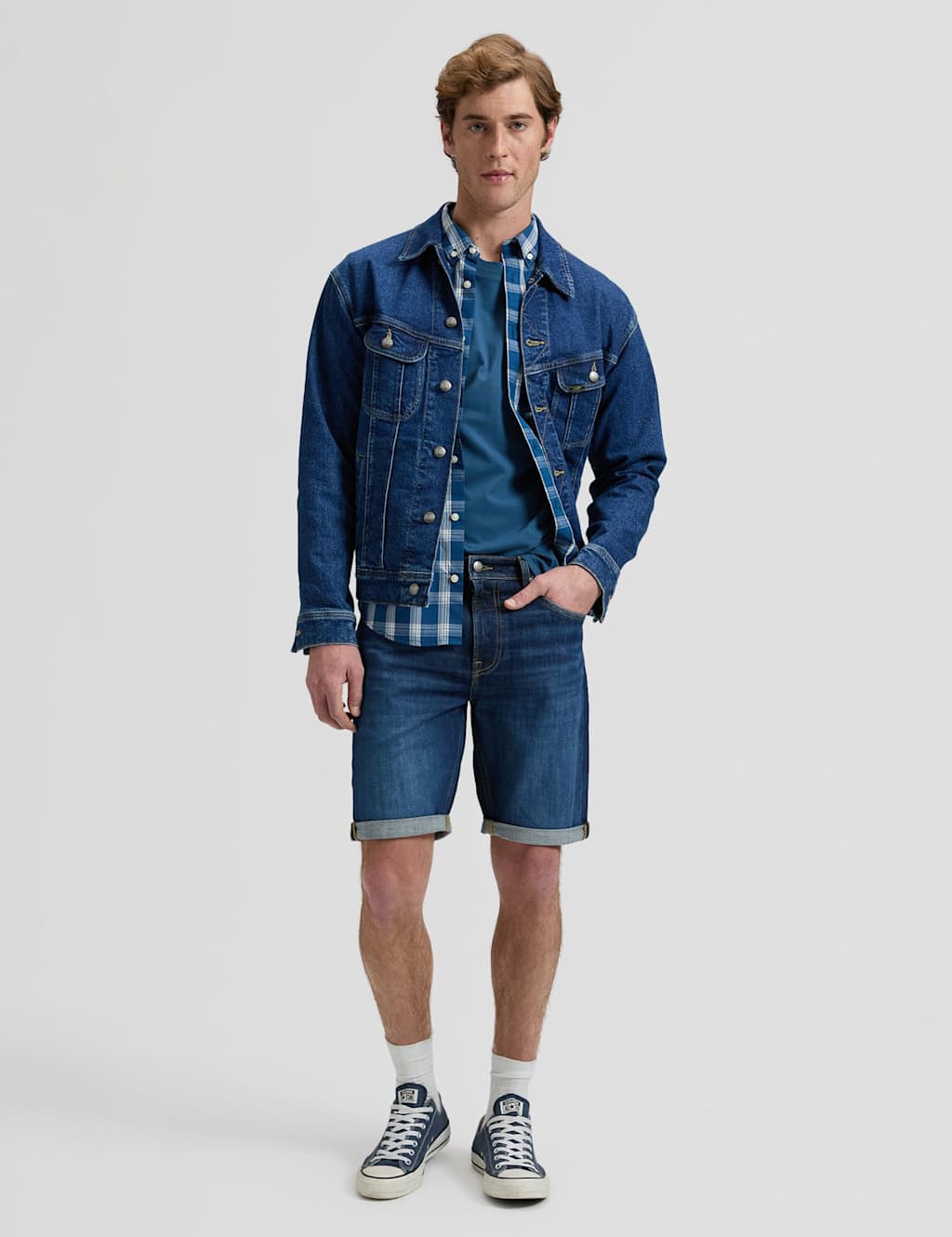 Lee Men's 5 Pocket Denim Shorts - 38 - Blue Denim - Available at M&S