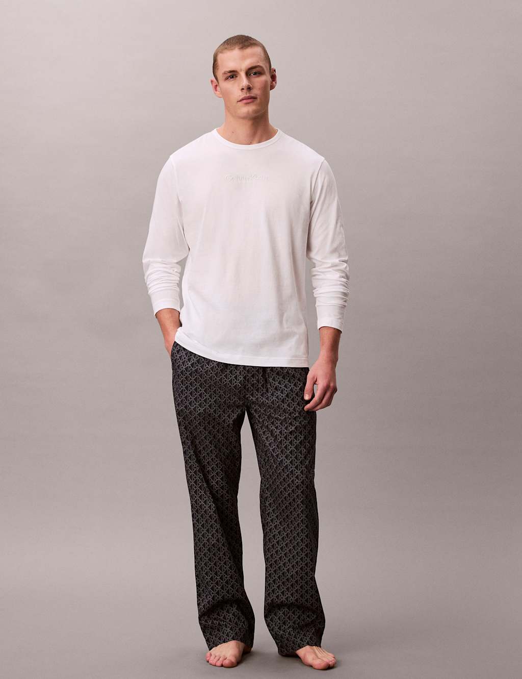 Calvin Klein Men's Pure Cotton Poplin Pyjamas - L - Blue - Available at M&S