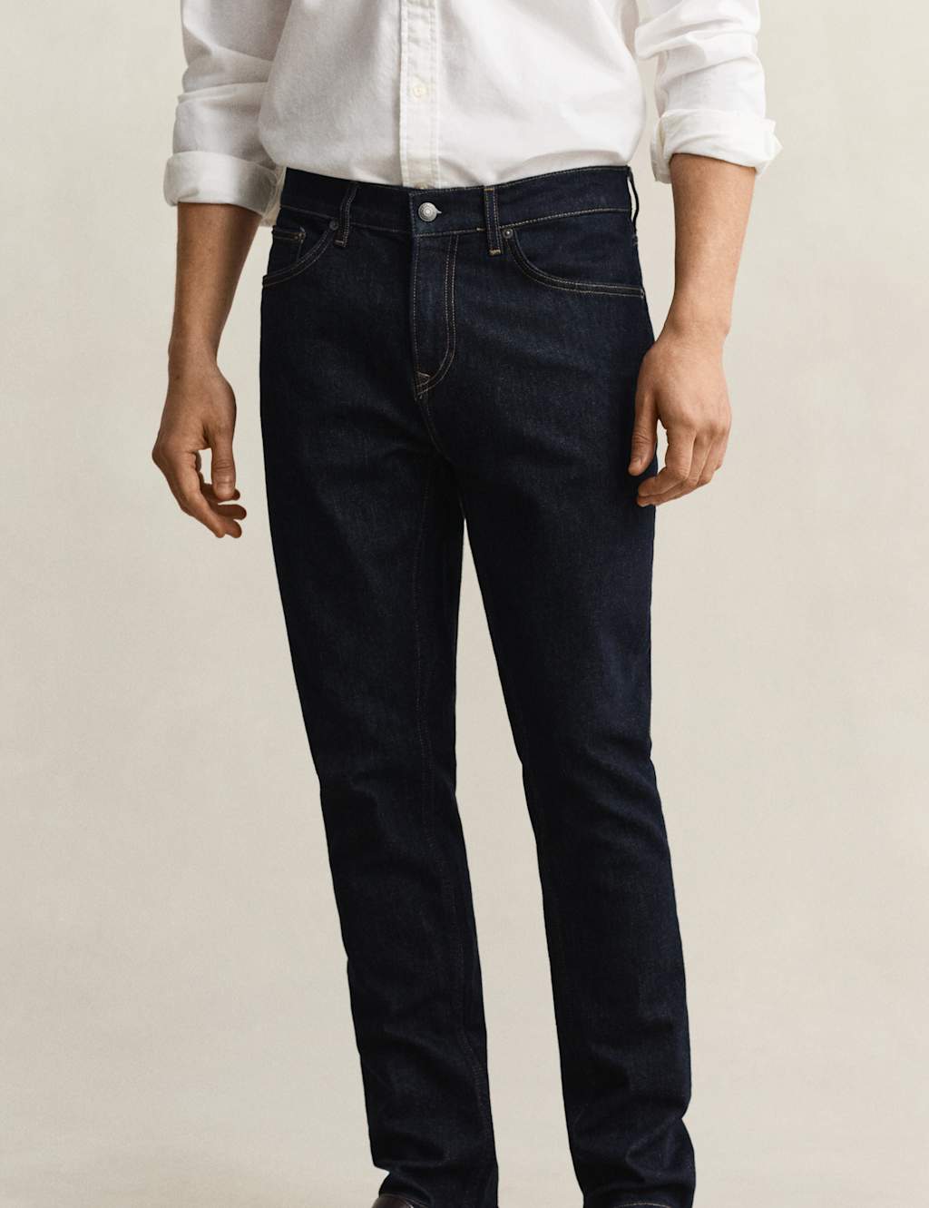 Gant Men's Slim Fit Clean Wash 5 Pocket Jeans - 38/34in - Dark Navy - Available at M&S