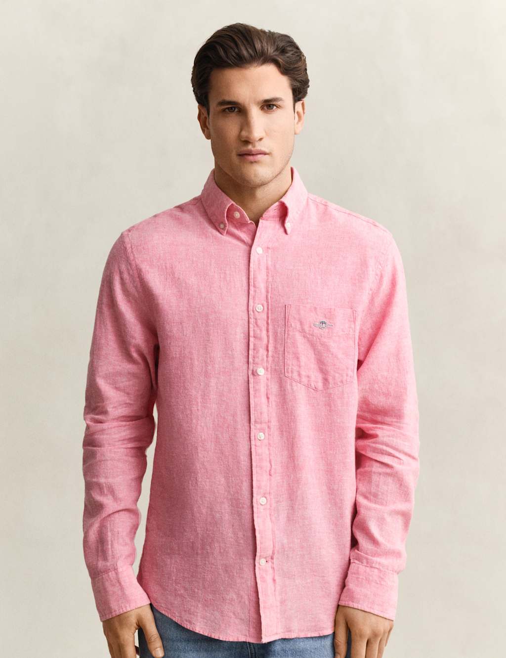 Gant Men's Regular Fit Linen Rich Shirt - XL - Pink - Available at M&S