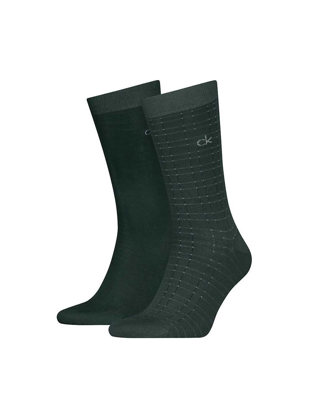 Calvin Klein 2 Pack Grid Design Cotton Rich Socks Dark Green
