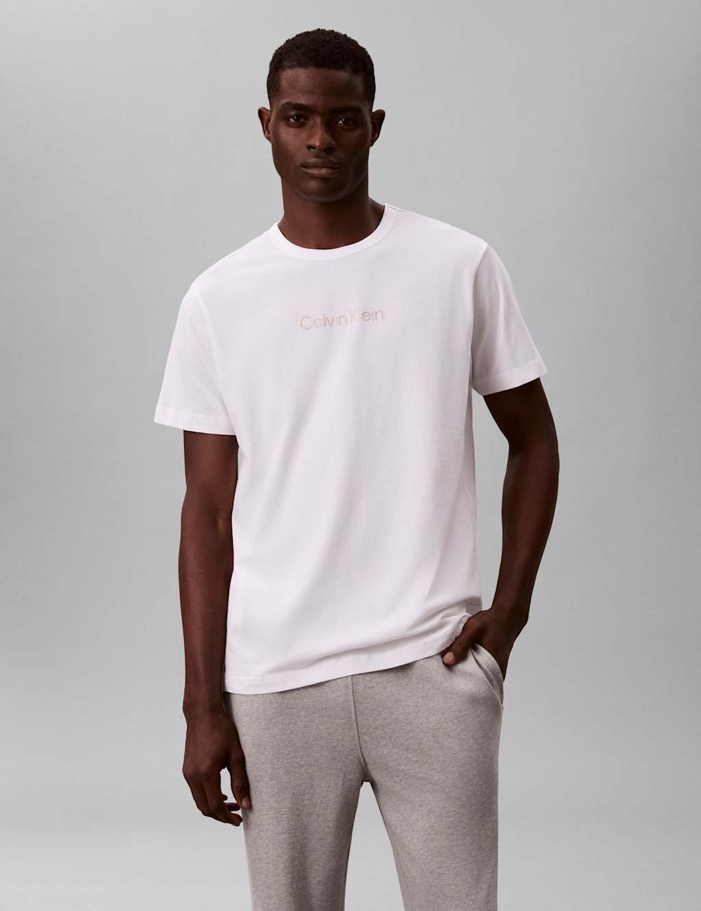 Calvin Klein Men's Pyjama T-Shirt - Cotton Poplin - S - White - Available at M&S