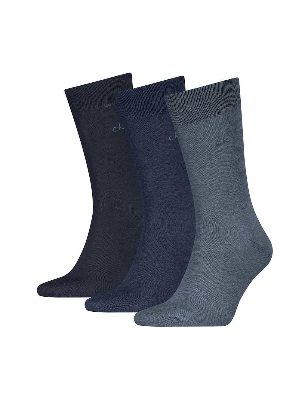 Calvin Klein Men's 3 Pack Cotton Rich Smart Socks - 9-11 - Denim - Available at M&S