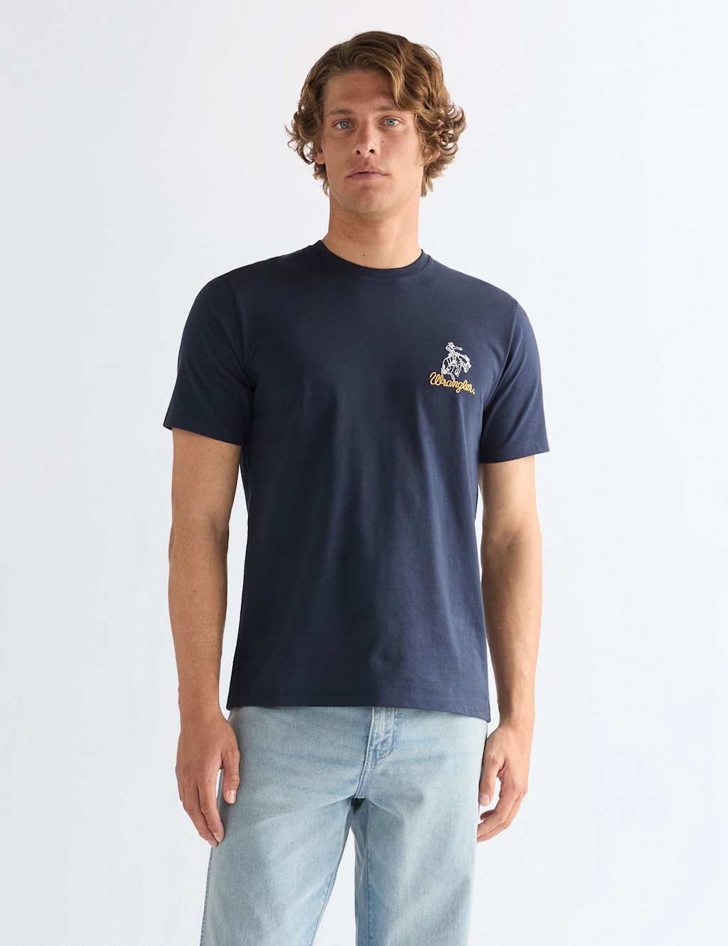 Wrangler Men's Pure Cotton Embroidered T-Shirt - XL - Navy - Available at M&S
