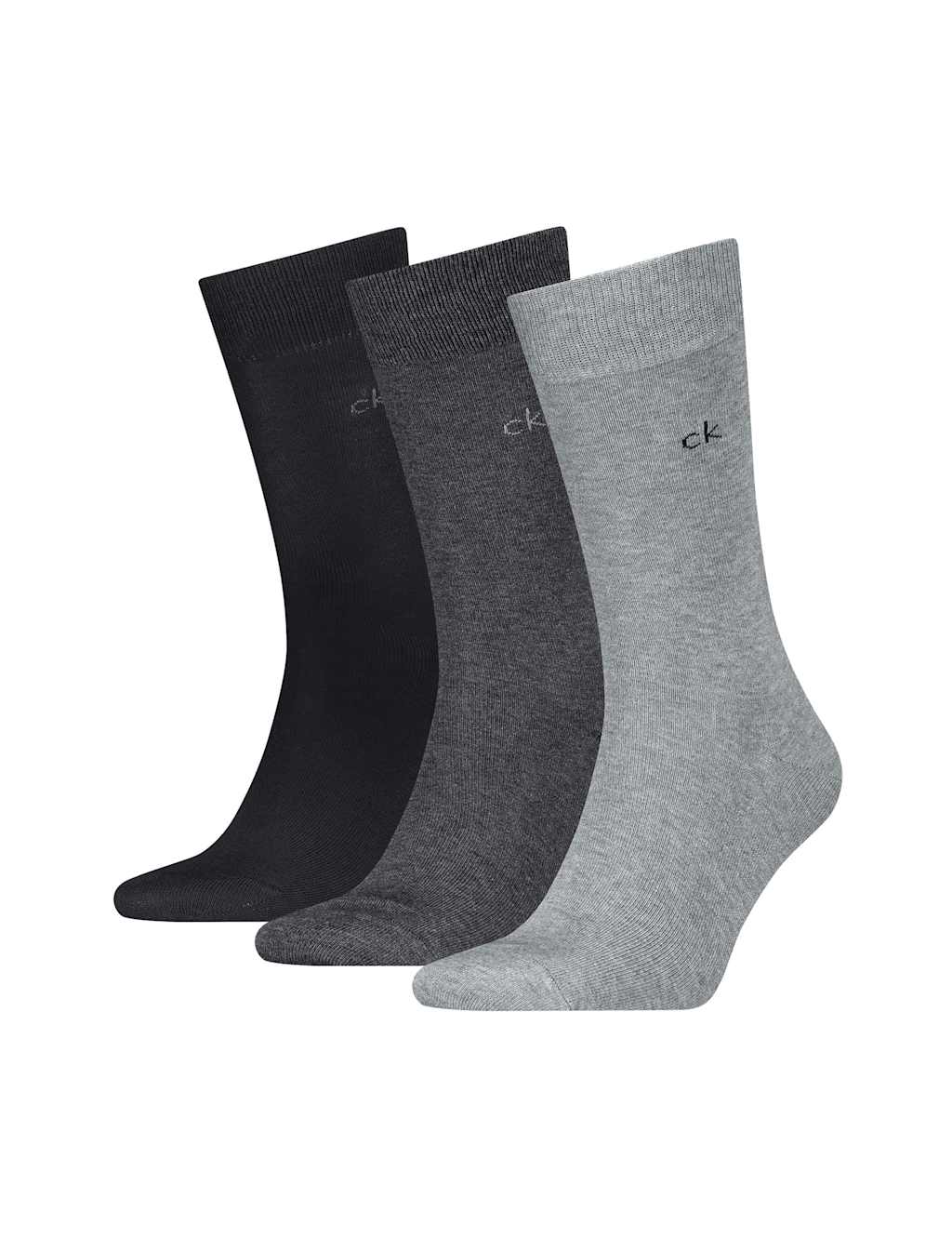 Calvin Klein Men's 3 Pack Cotton Rich Smart Socks - 6-8 - Grey Marl - Available at M&S