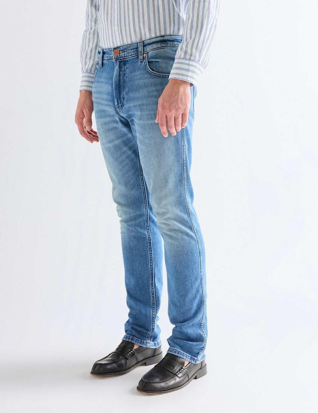 Wrangler Men's Greensboro Regular Fit 5 Pocket Jeans - 38 - Light Blue - Available at M&S