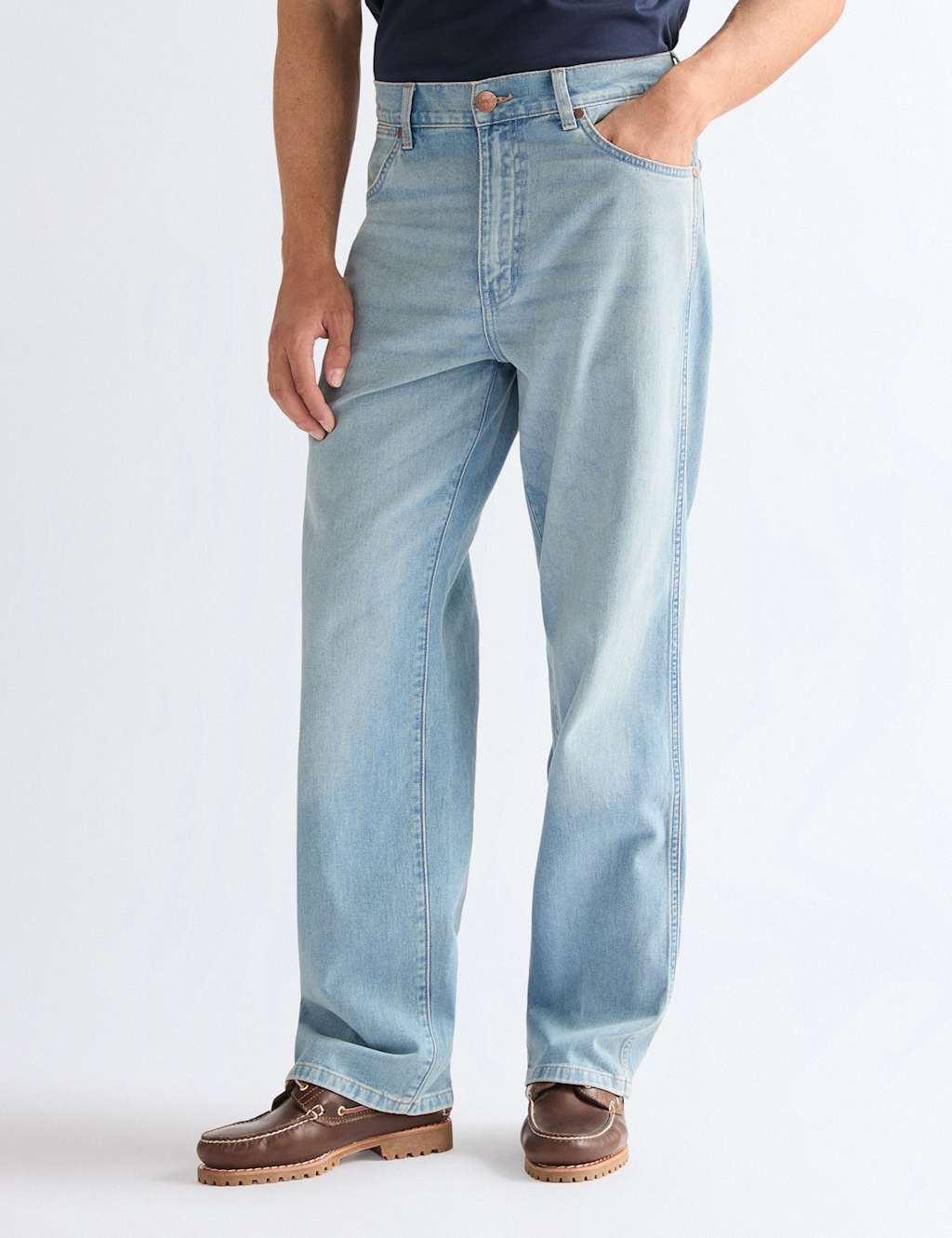 Wrangler Men's Loose Straight Fit Pure Cotton Jeans - 36 - Denim - Available at M&S