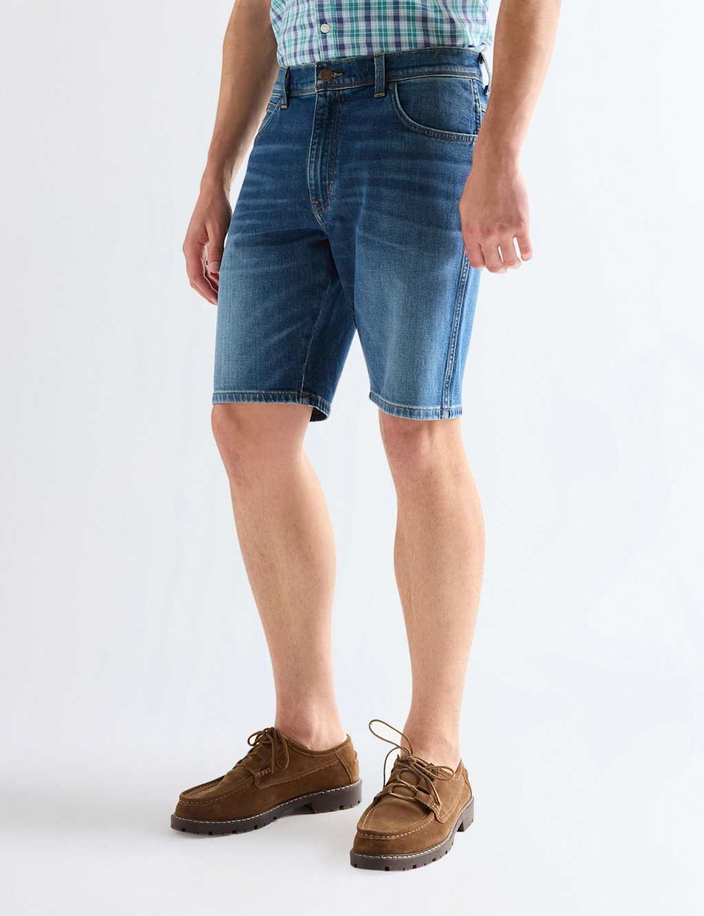 Wrangler Men's 5 Pocket Stretch Denim Shorts - 32 - Blue - Available at M&S