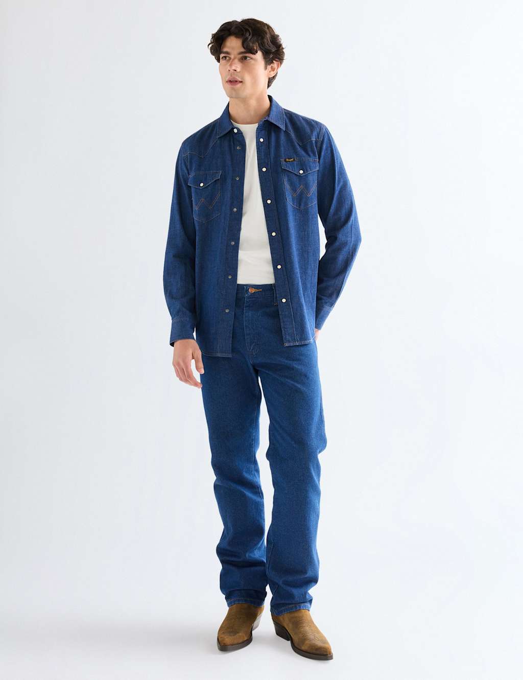 Wrangler Men's Western Denim Shirt - XL - Blue - Available at M&S